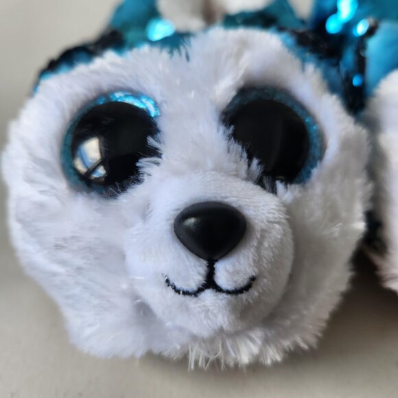 Ty Beanie Boos Slippers – Slush the Husky – Sequin Youth Size 11-13 - Picture 9 of 9